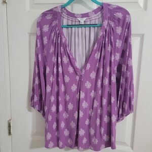 Crown & Ivy Purple Floral Women's Top